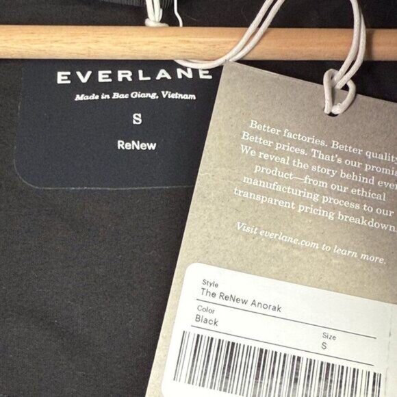 Everlane The Renew Anorak High Low Hem Water Repellant Jacket Black S - Picture 10 of 11